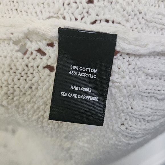 Torrid Women's Open Knit Crochet Cardigan White Sweater Top SZ Plus 1/2X Stretch - Picture 5 of 14